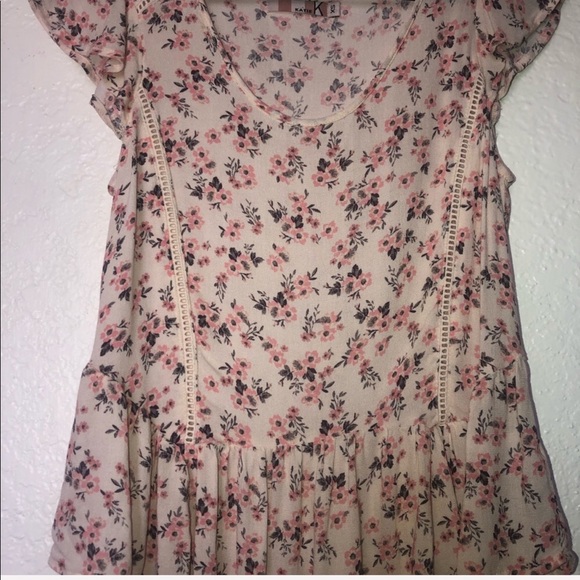 Pink Ruffled Floral Casual XS Summer Blouse - Picture 4 of 5
